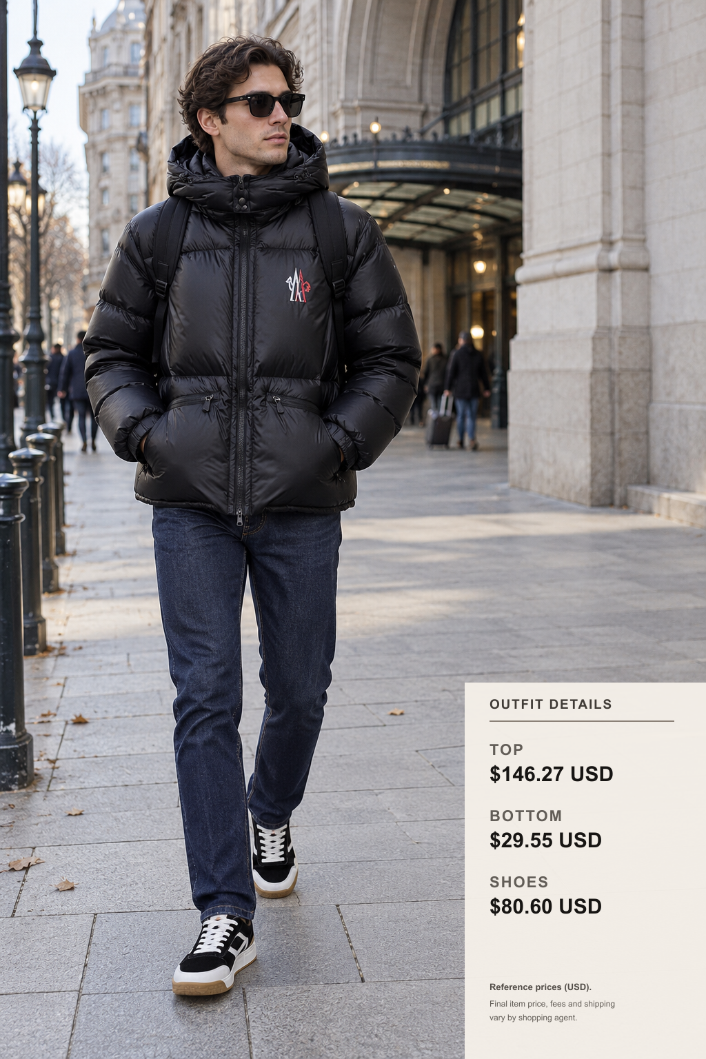 moncler Jacket Travel Layering outfit 1 full-body street style for pandabuy
