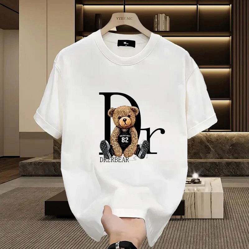 Dior Bear Graphic White T-Shirt Review: 230g Cotton, Loose Fit, Hot-Transfer Print