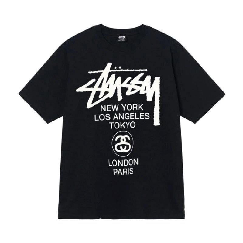 Stussy Letter Print Black T-Shirt Review: 250–300 gsm Long-Staple Cotton in a Loose Streetwear Cut